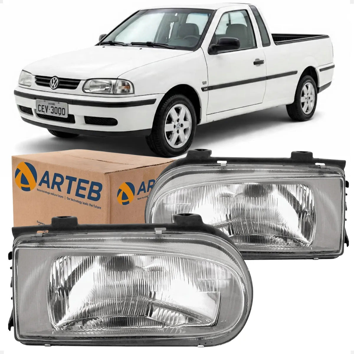 Farol Vw Gol Parati Saveiro G2 1995/2001 Máscar Cinza Arteb