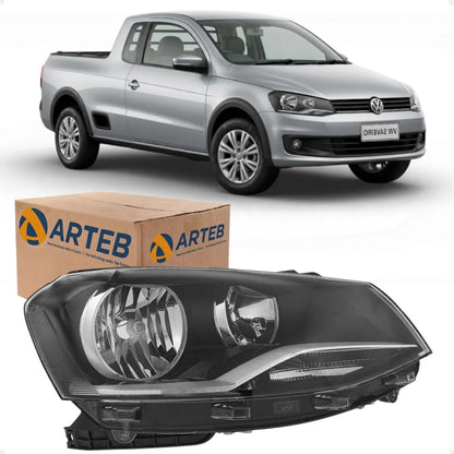 Farol Máscara Negra Foco Duplo Saveiro G6 2013 A 2016 Arteb