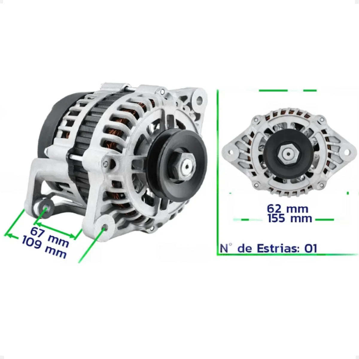 Alternador Chery Qq 1.1 16v 2011 Em Diante 12v 75a Completo