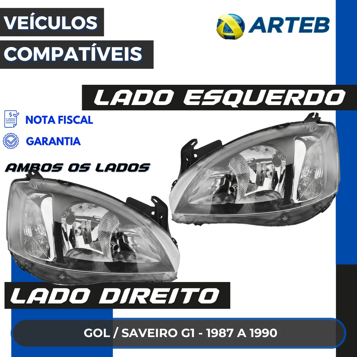 Farol Mascara Negra Corsa 2002 A 2012 Pisca Liso Arteb