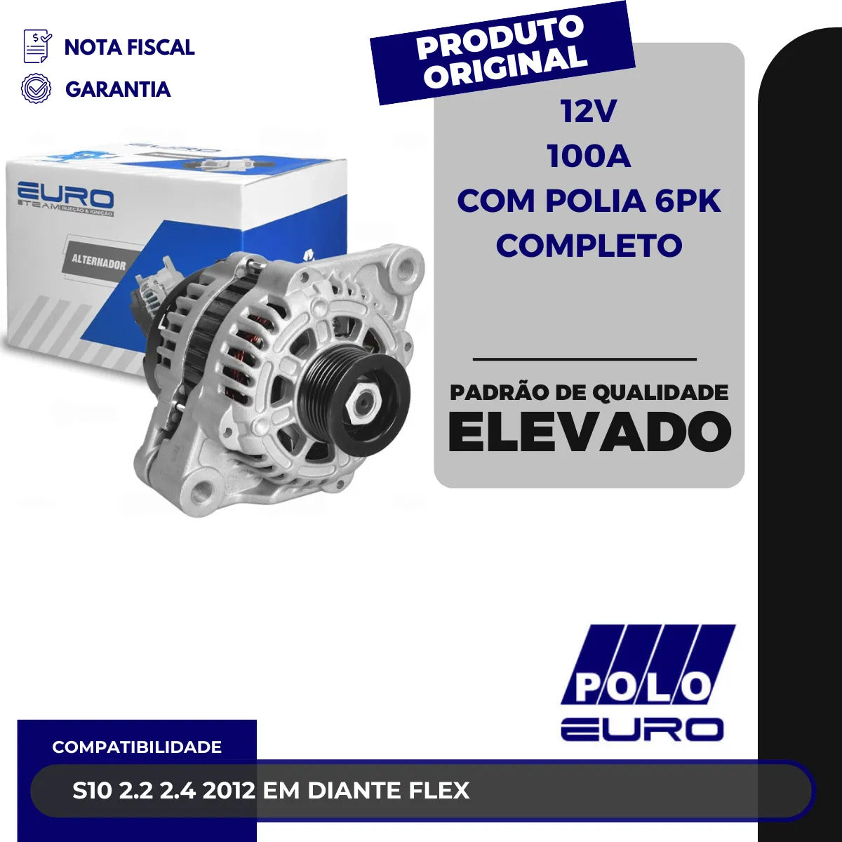 Alternador S10 2.2 2.4 Flex 2012 Em Diante 12v 100a 6pk