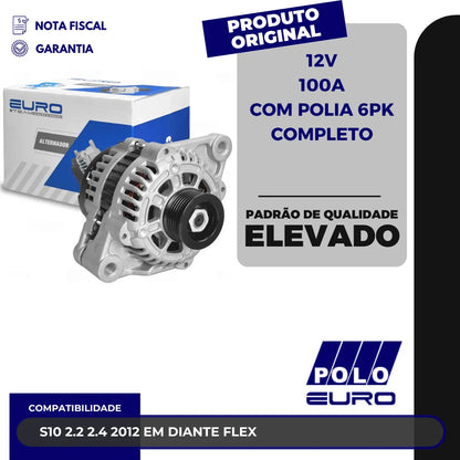 Alternador S10 2.2 2.4 Flex 2012 Em Diante 12v 100a 6pk