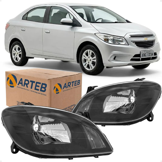 Farol H4 Gm Celta Prisma 2006 A 2011 Máscara Negra Arteb