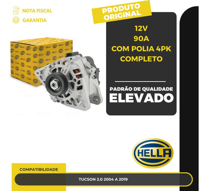 Alternador Tucson 2.0 2004 A 2019 12v90a Com Polia 4pk