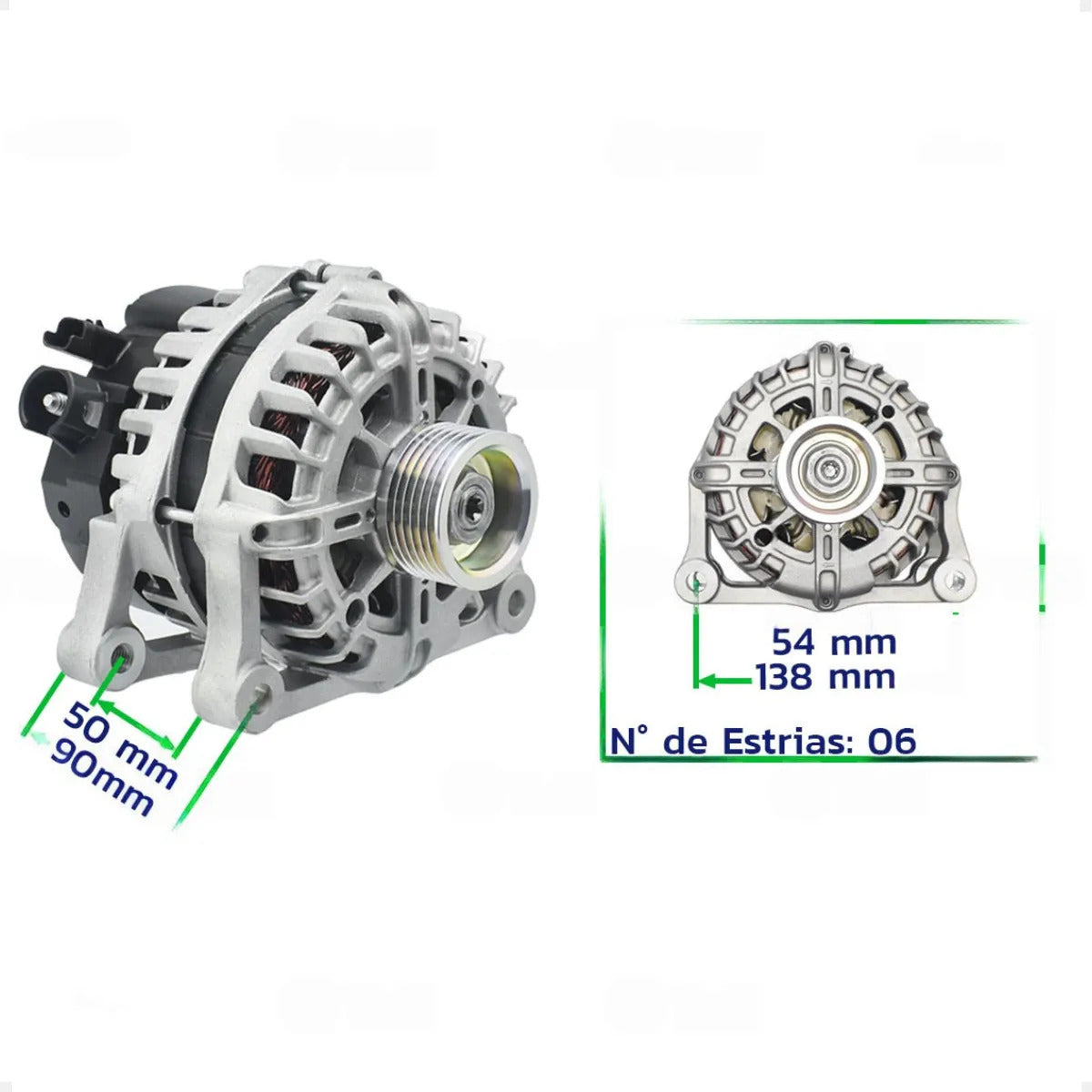 Alternador 12v 90a 494717 Aircross 12v 90a Com Polia 6pk