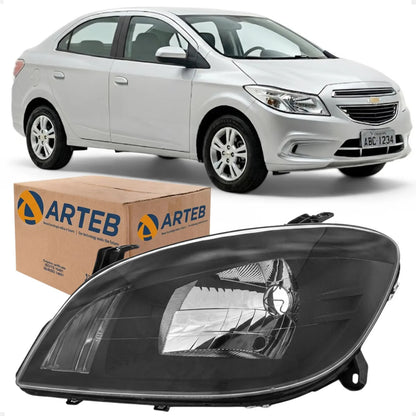 Farol H4 Gm Celta Prisma 2006 A 2011 Máscara Negra Arteb