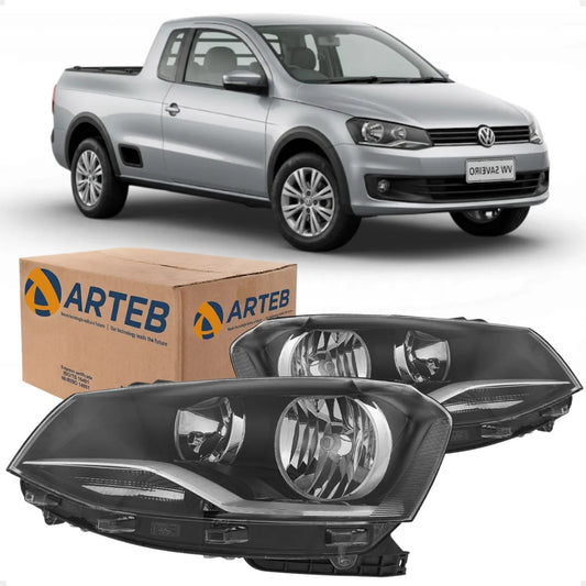 Farol Máscara Negra Foco Duplo Saveiro G6 2013 A 2016 Arteb