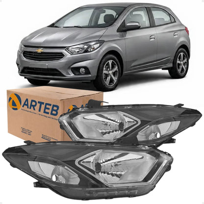 Farol H4 Mascara Negra Onix Prisma Ltz 2017 A 2019 Arteb