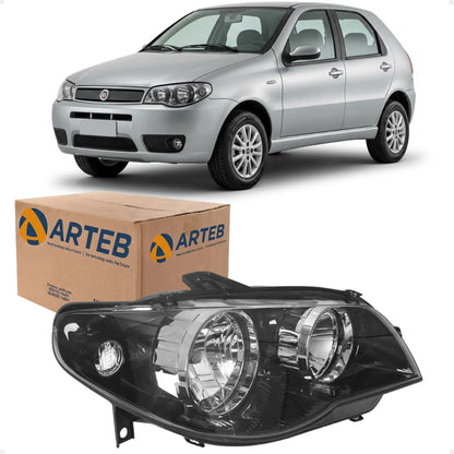 Farol Fiat Palio Restyling Ii 2004 Diante Máscar Negra Arteb