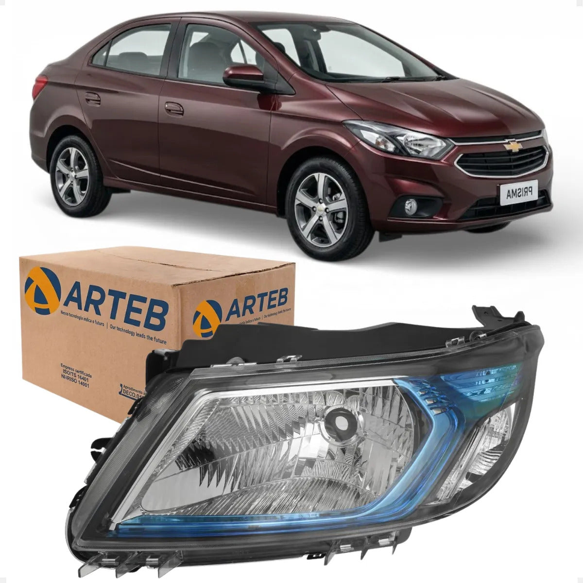 Farol Gm Onix Prisma 2012 13 14 15 2016 Máscara Azul Arteb