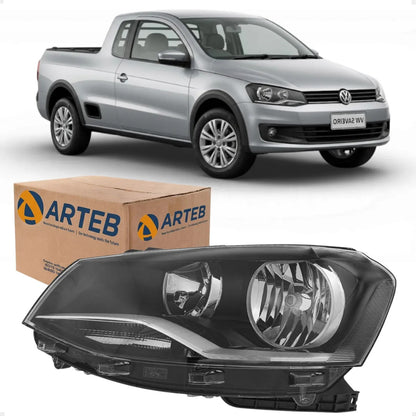 Farol Máscara Negra Foco Duplo Saveiro G6 2013 A 2016 Arteb