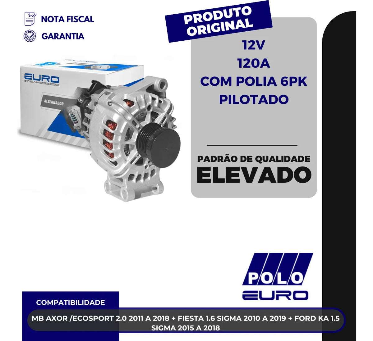 Alternador Euro Ep-70028 Ecosport Fiesta Ford K 12v 120a