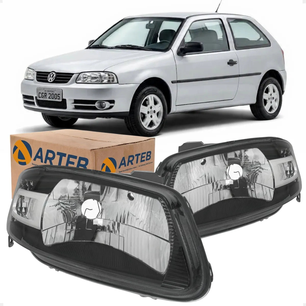 Farol Gol G4 2005 Diante Máscara Negra Defletor Cromad Arteb
