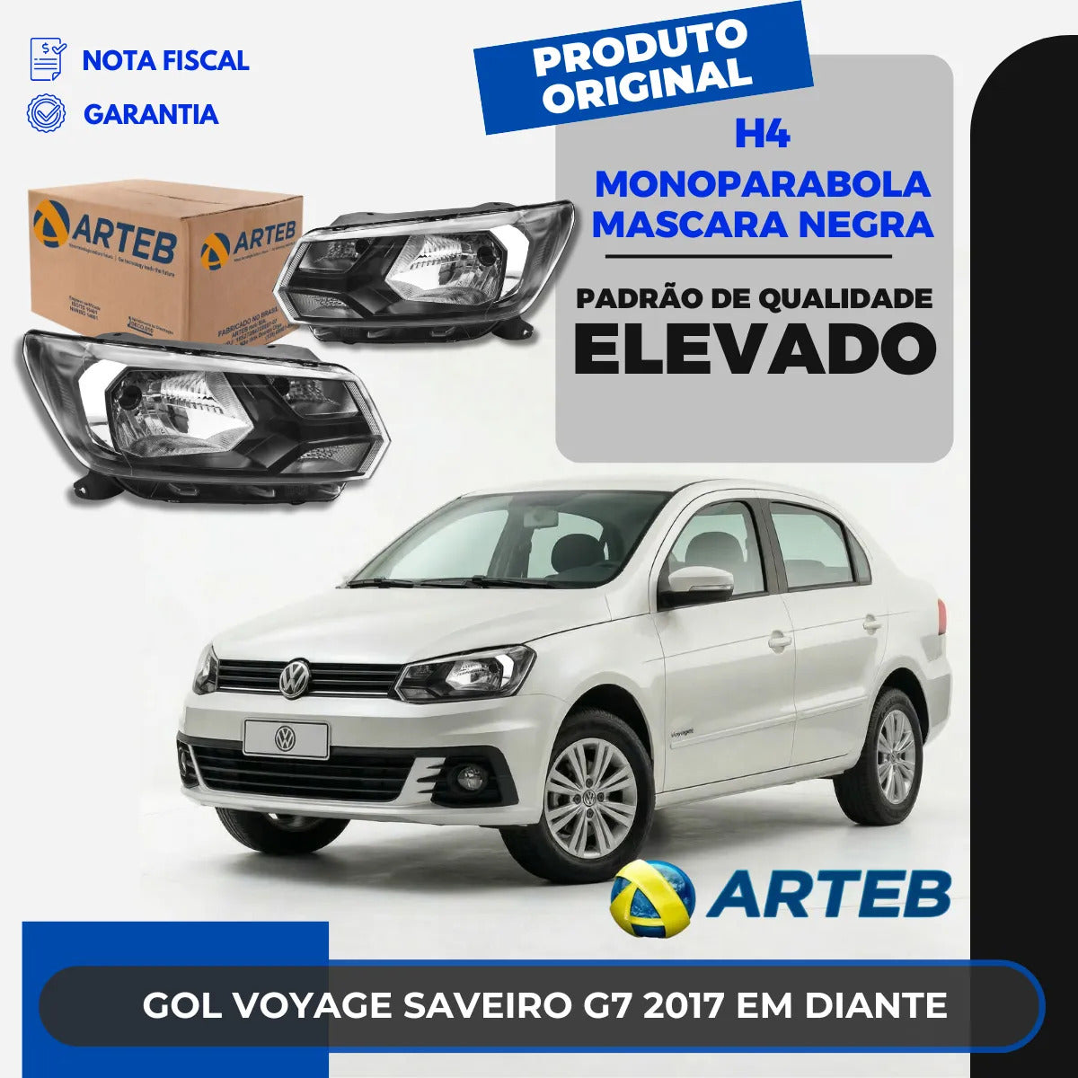 Farol Másc Negra Gol Voyage G7 2018 19 20 2021 Origina Arteb
