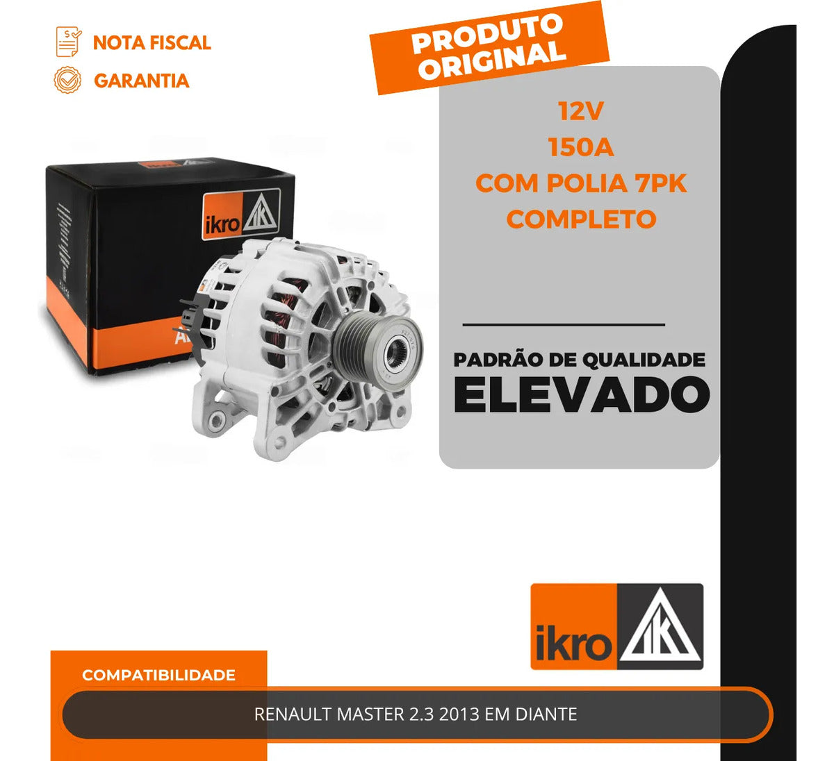 Alternador Master 2.3 150a 12v 2013 Com Polia 7pk  Completo