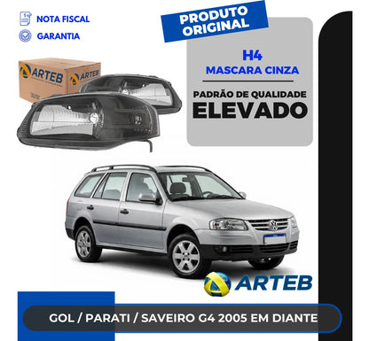 Farol Vw Gol Parati G4 2005 Diante Máscara Cinza Arteb
