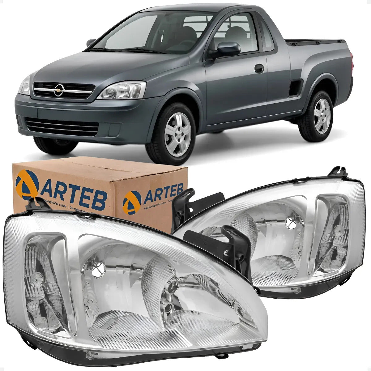 Farol Corsa/ Montana 2008 A 2010 Foco Duplo Pisca Liso Arteb
