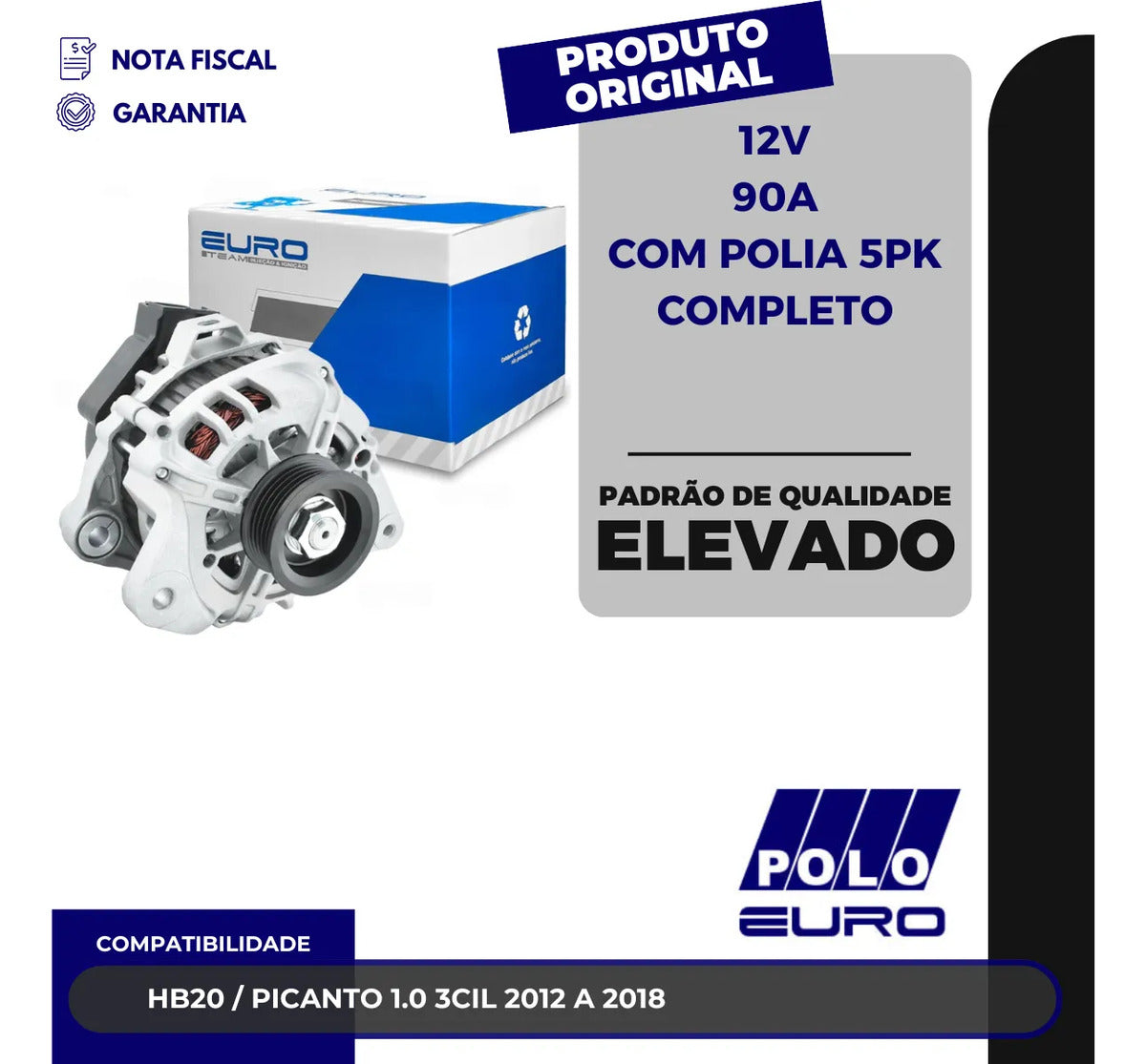 Alternador Hb20 1.0 3cc 2012 A 2018 12v 90amp