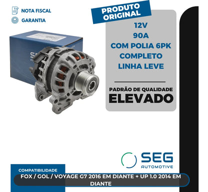 Alternador Fox Gol Voyage Up 1.0 12v 90a G7 Com Polia 6pk