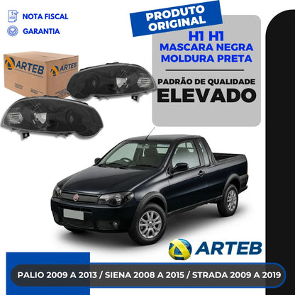 Farol Strada 2010 A 2017 Máscara Negra Moldura Preta Arteb