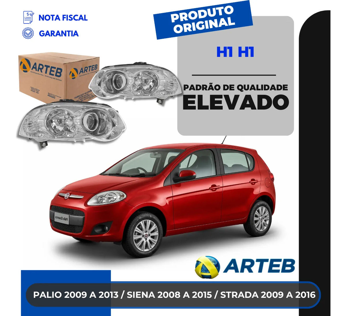 Farol Palio 2008 2009 2010 2011 2012 Cromado Arteb