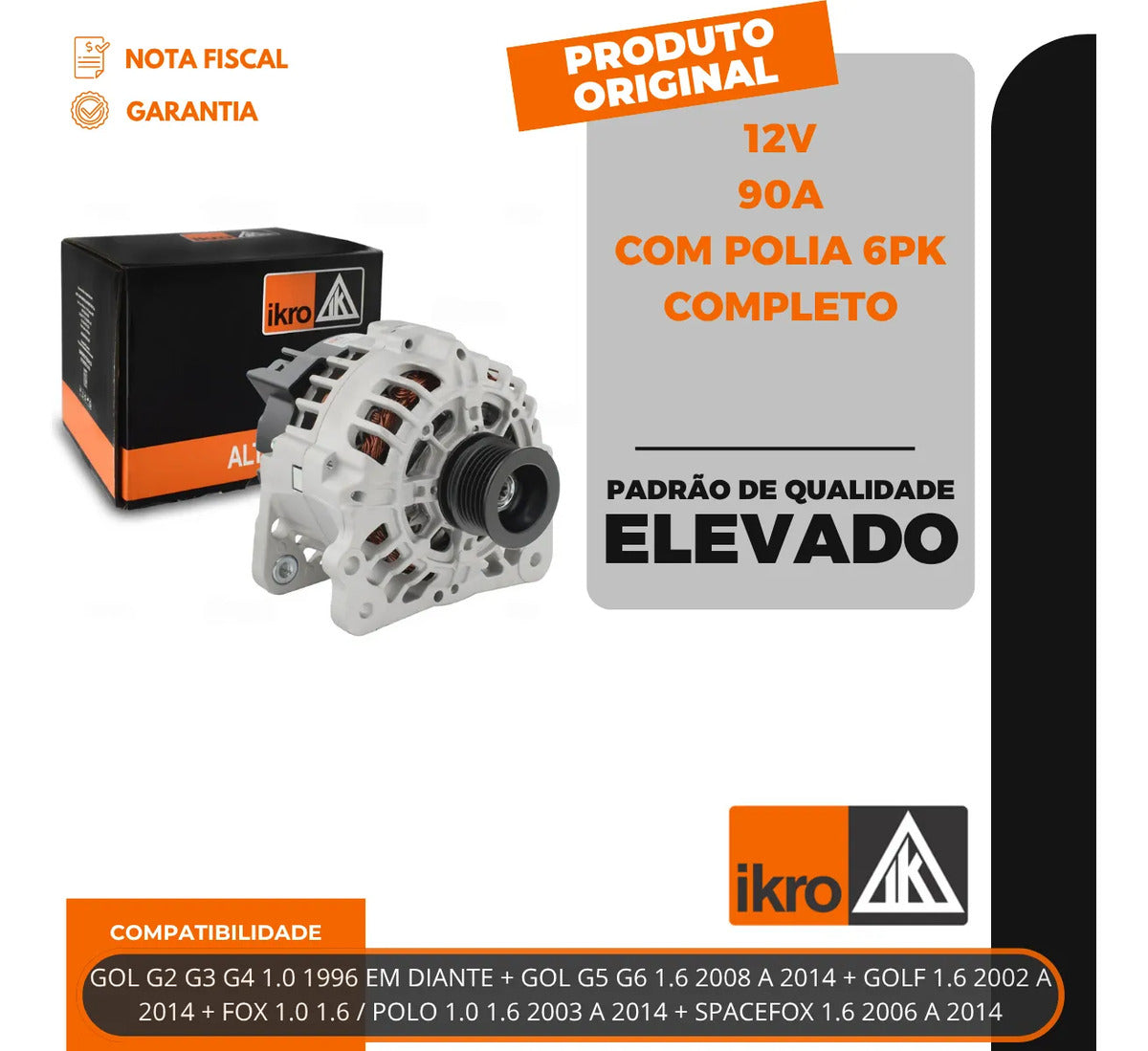 Alternador Vw Gol G5 G6  Fox Polo Spacefox 12v 90a