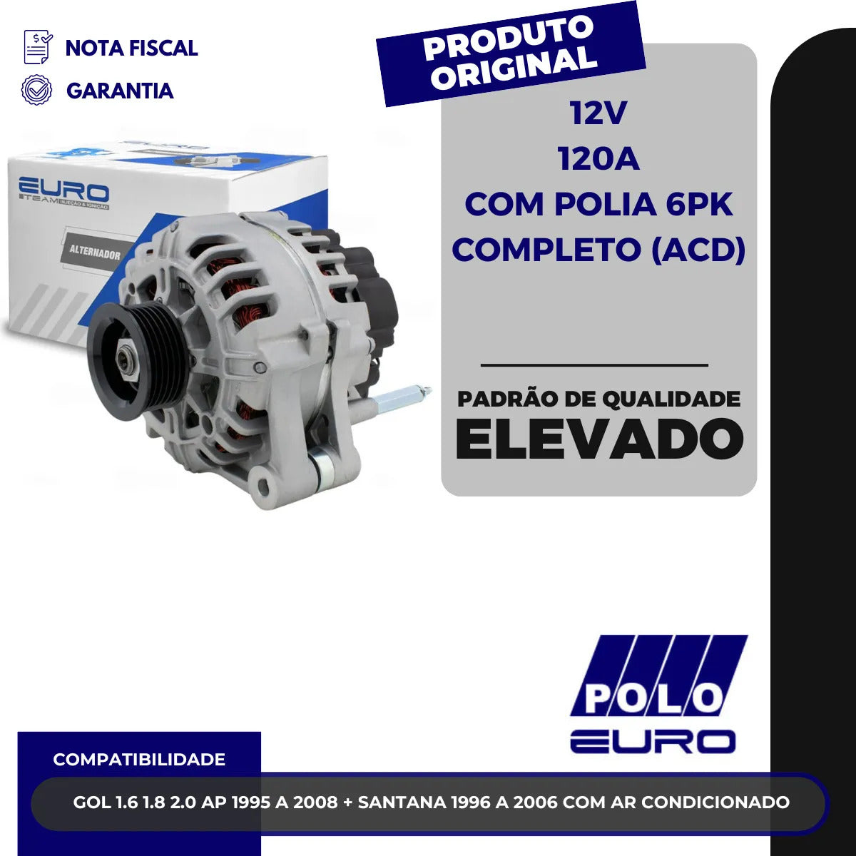 Alternador Gol Santana Ap 1.6 1.8 2.0 Com Ar 1995-2008 12v