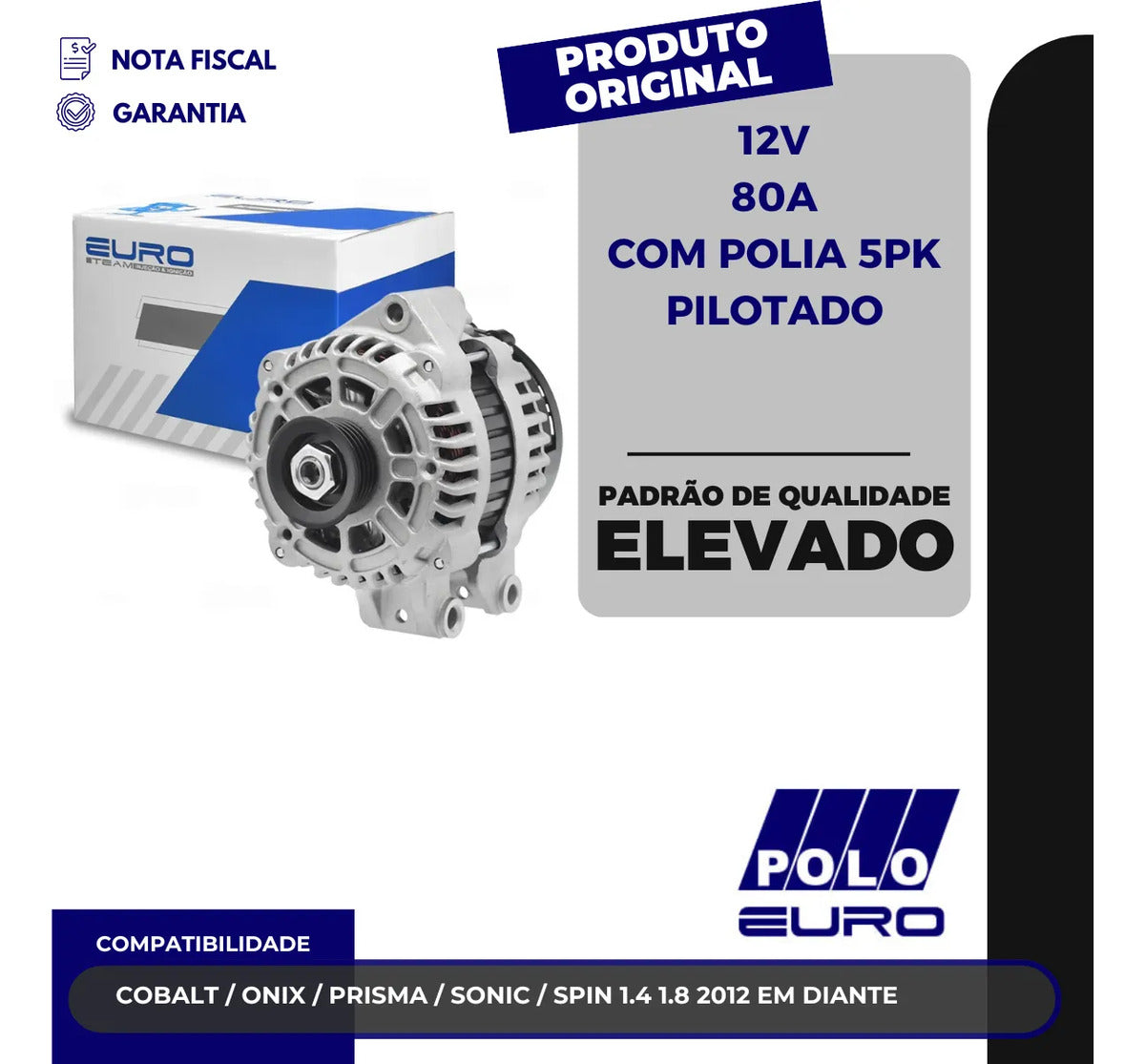 Alternador Gm Onix Cobalt 1.0 1.4 2013 A 2016 Flex 12v 80a