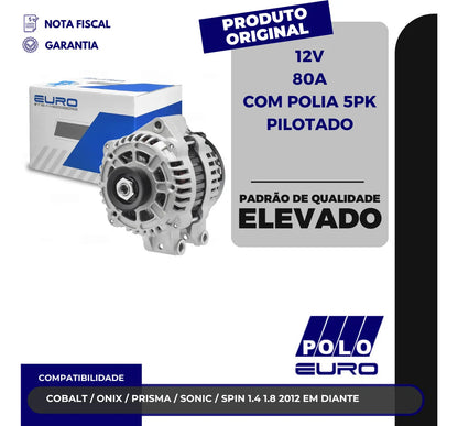 Alternador Gm Onix Cobalt 1.0 1.4 2013 A 2016 Flex 12v 80a