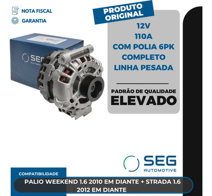 Alternador Palio Weekend Strada 1.6 12v 110a Com Polia 6pk