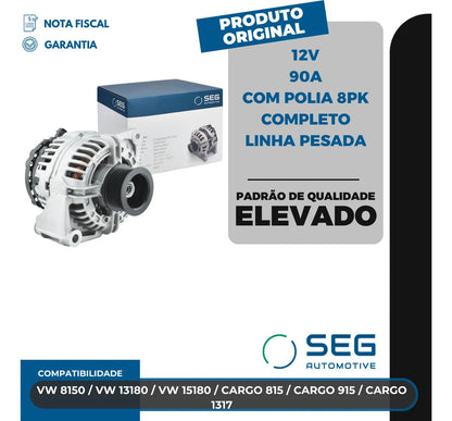 Alternador Vw 8150 13180 Cargo 815 12v 90a Com Polia 8pk