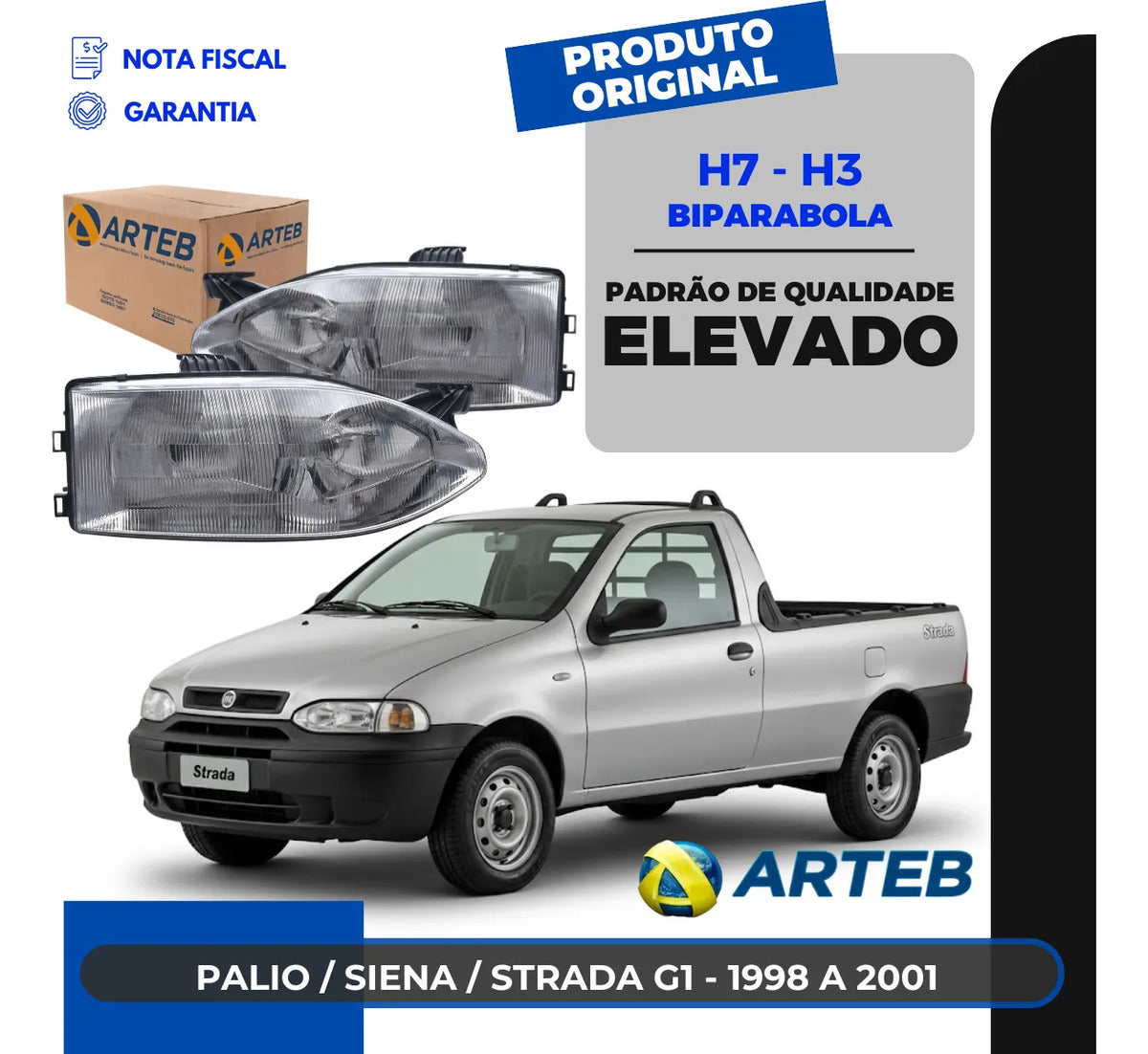 Farol Fiat Siena Strada G1 1996 A 2001 Foco Duplo Arteb