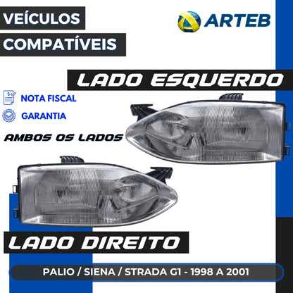 Farol Fiat Siena G1 1996 A 2001 Foco Duplo Arteb