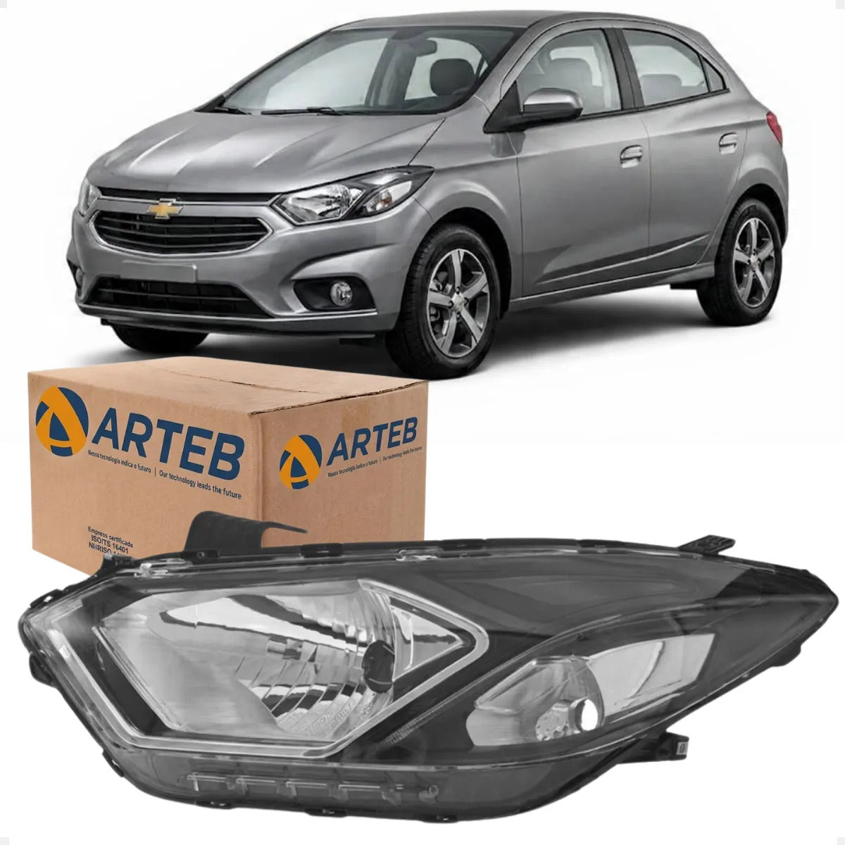 Farol H4 Mascara Negra Onix Prisma Ltz 2017 A 2019 Arteb