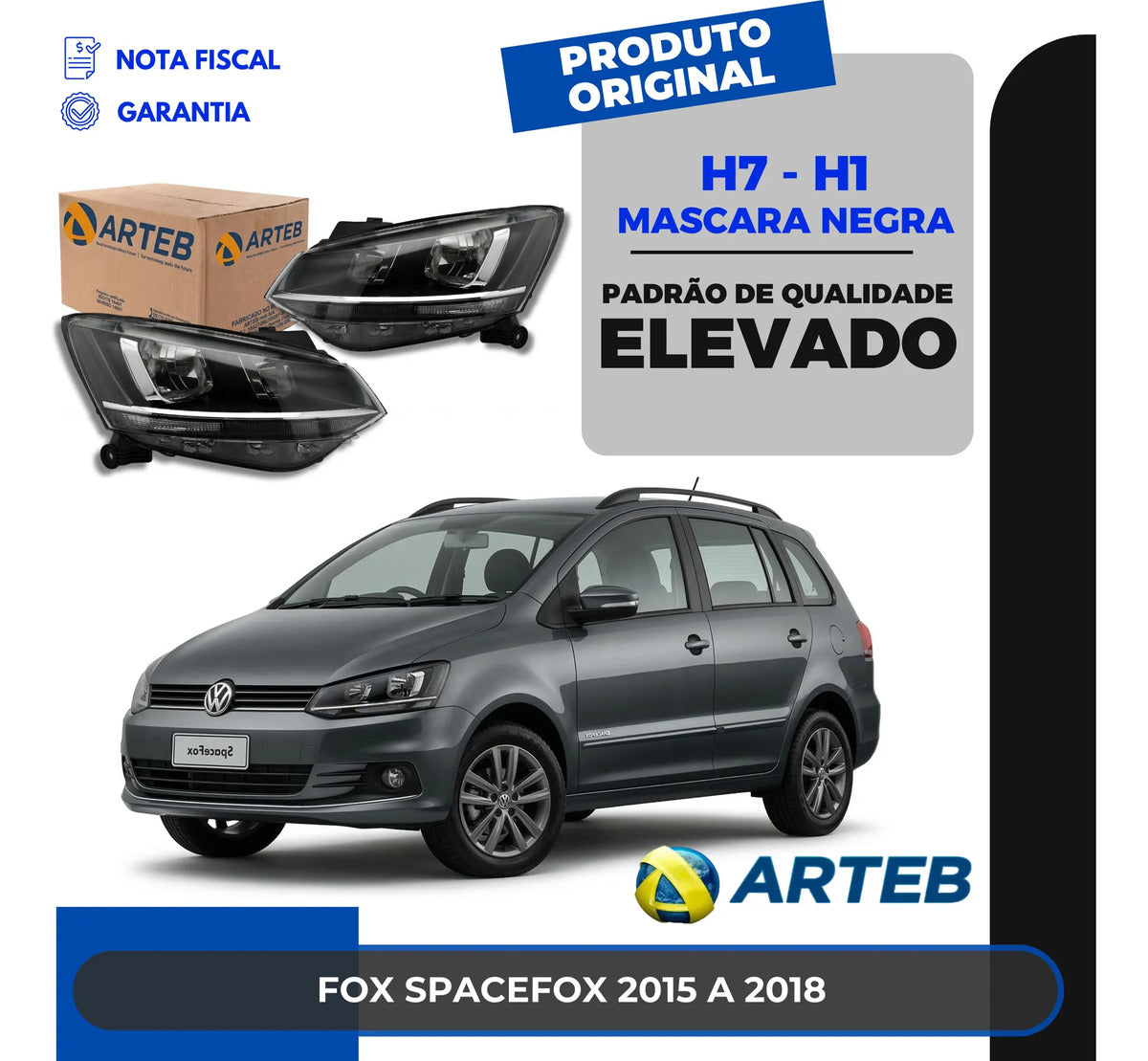 Farol Fox Spacefox Mascara Negra 15 A 18 H7 H1 Orig. Arteb