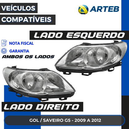Farol Saveiro G5 2009 A 2012 Foco Duplo Defletor Malha Arteb