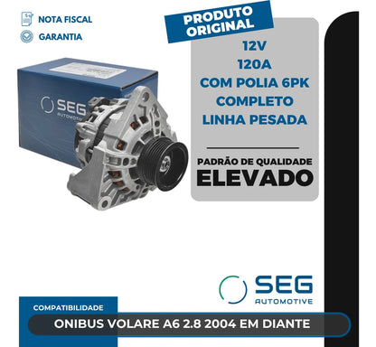 Alternador Volare A6 2.8 120a 12v 2004 Com Polia 6pk