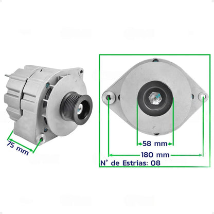 Alternador 8150 24250 13180 15180 7100 15190 Cargo 12v 90a