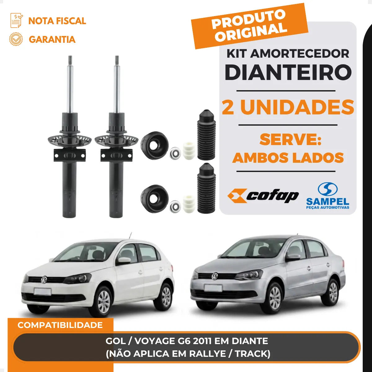 Kit 2 Amortecedor Coxin Diant Gol Voyage G5 G6 Cofap Sampel