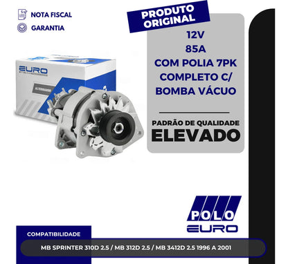 Alternador Euro Ep-70019 Completo Com Bomba Vácuo 12v 85a