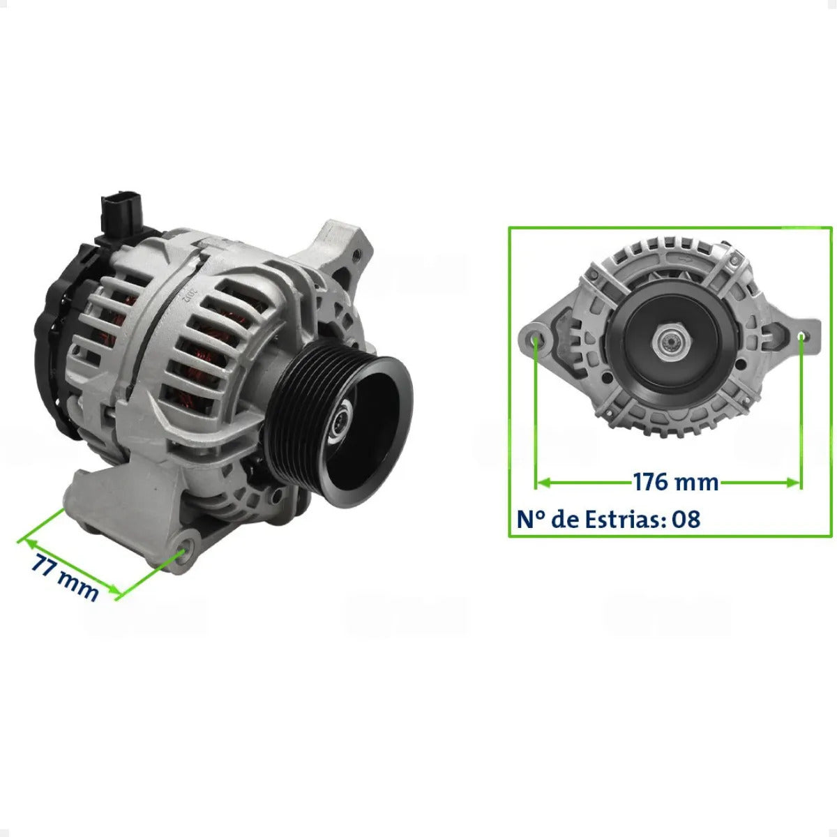 Alternador F250 F350 F12000 F14000 1998 A 2006 12v90a 8pk