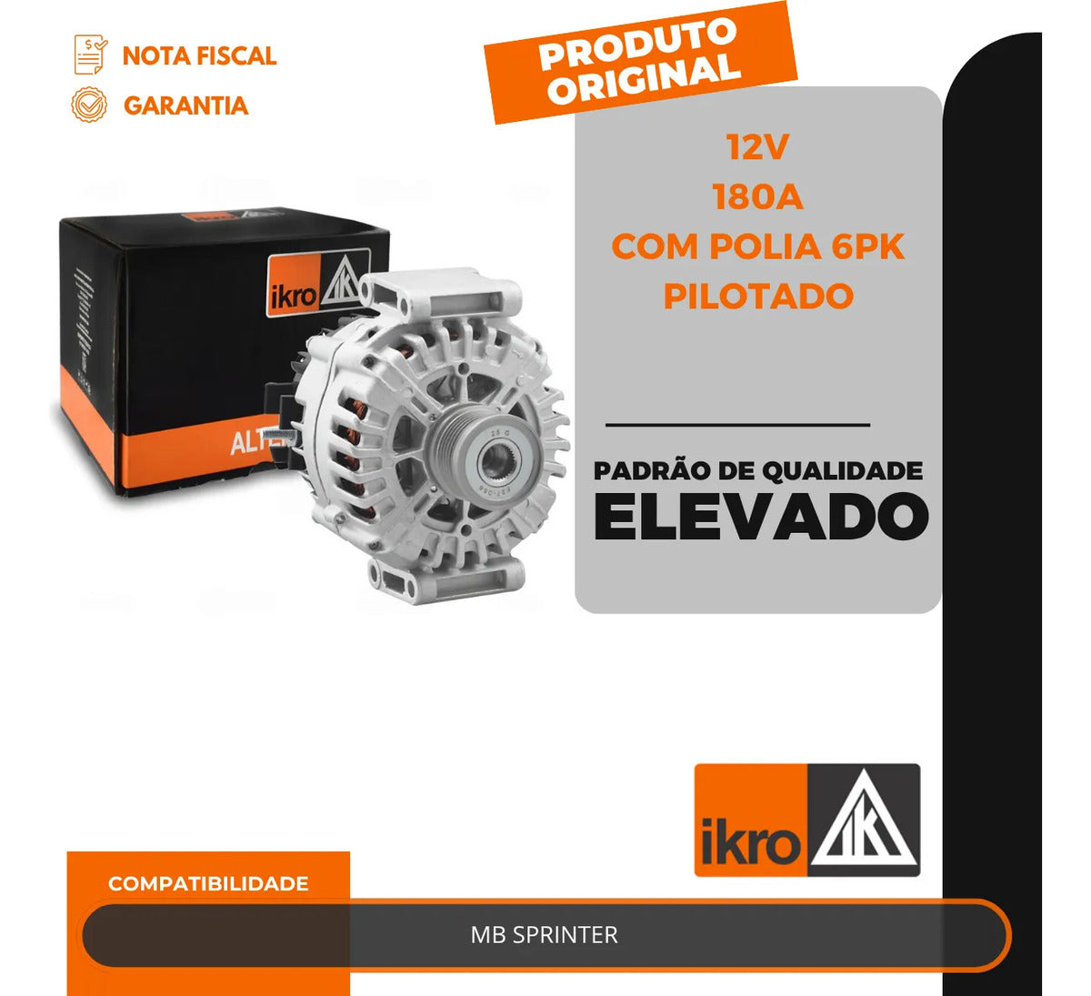 Alternador Sprinter 180a 12v Com Polia 6pk Pilotado
