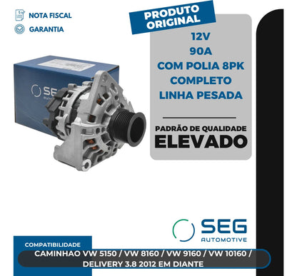 Alternador Vw Delivery 3.8 12v 90a 5150 8160 Com Polia 8pk