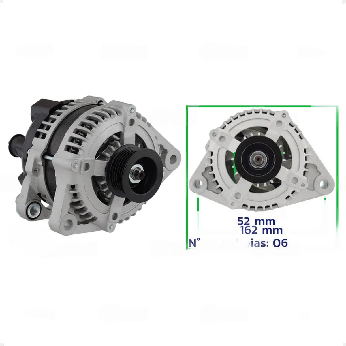 Alternador Santa Fe 3.5 150a 2010 A 2015 Com Polia 6pk