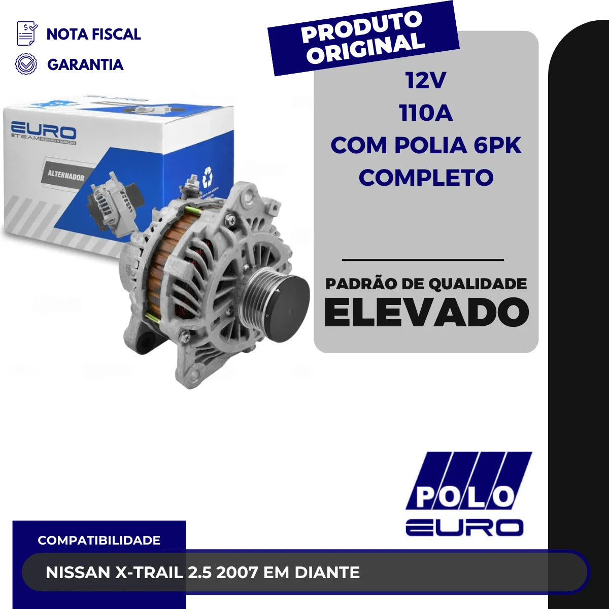Alternador X-trail 2.5 2007 Em Diante 12v110a 6pk Completo