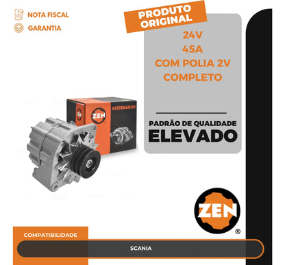 Alternador Scania 24v 45acom Polia 2v Completo