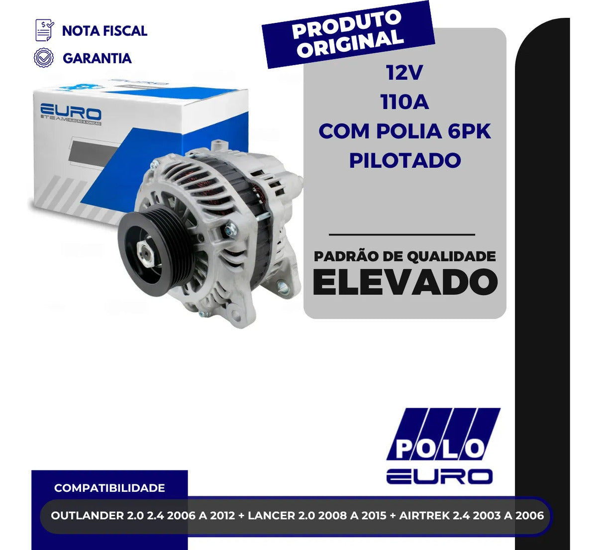 Alternador Outlander Lancer Airtrek 2.0 2.4 2003-2015 12v