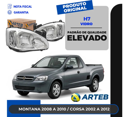 Farol Corsa/ Montana 2008 A 2010 Foco Duplo Pisca Liso Arteb
