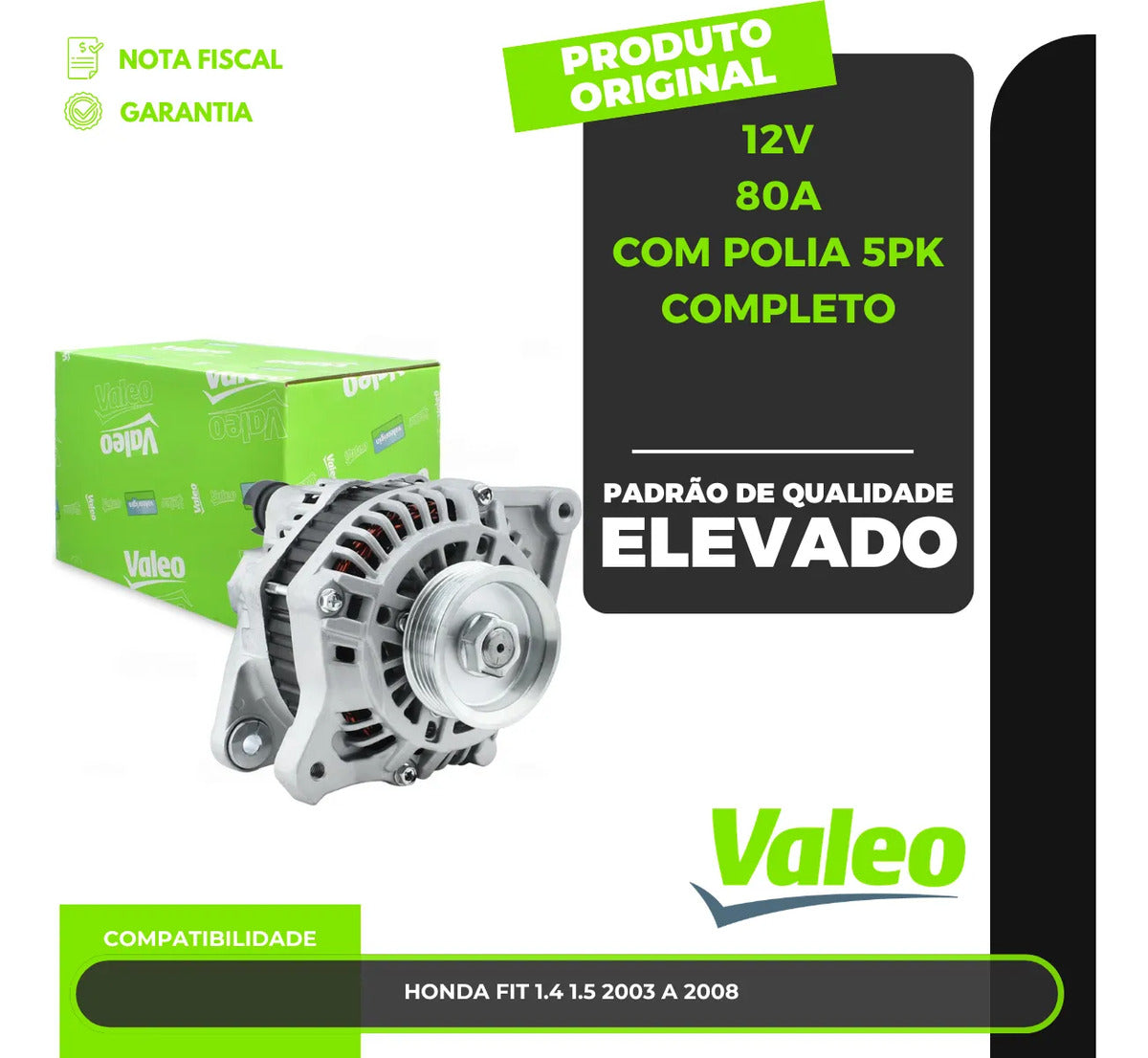 Alternador Valeo Honda Fit 1.5 2003 A 2008 443191 80a