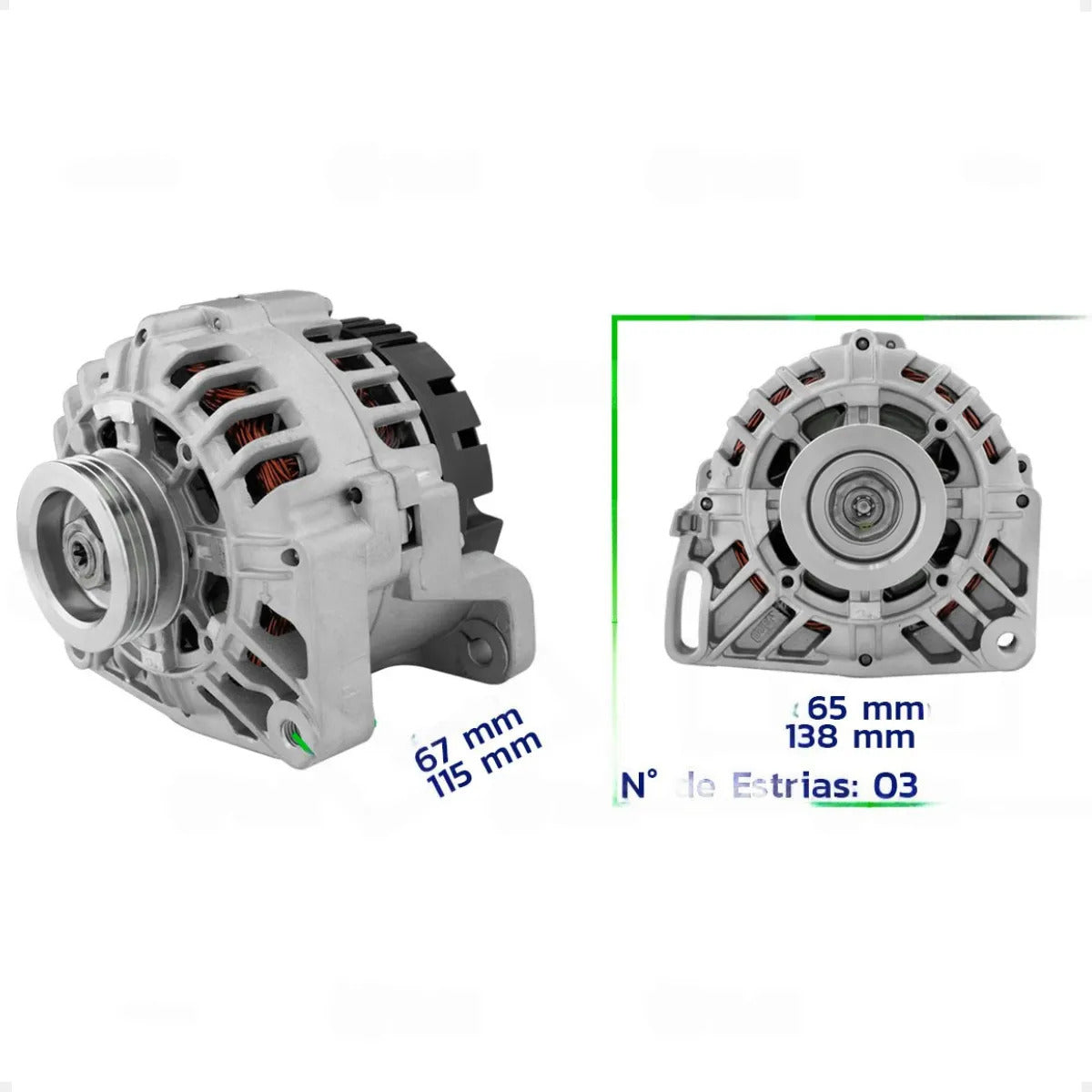 Alternador Sandero/ Logan 12v 90a Com Polia 3pk Completo